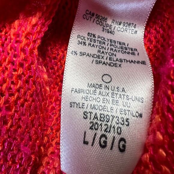 Splendid Hot Pink/Orange Lightweight Boxy Sweater Kangaroo Pocket Size L - Picture 8 of 9
